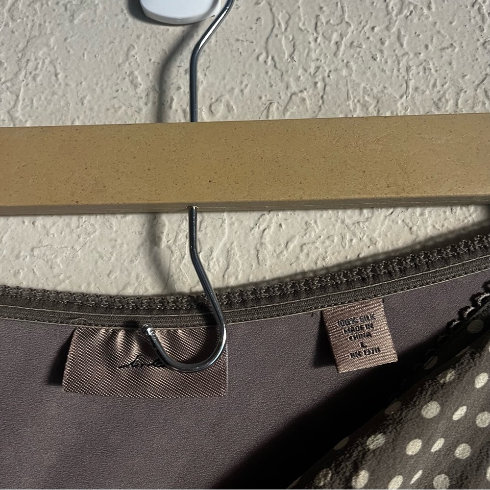 100% Silk Brown Colored Polka Dot Vintage Skirt - Picture 3 of 5